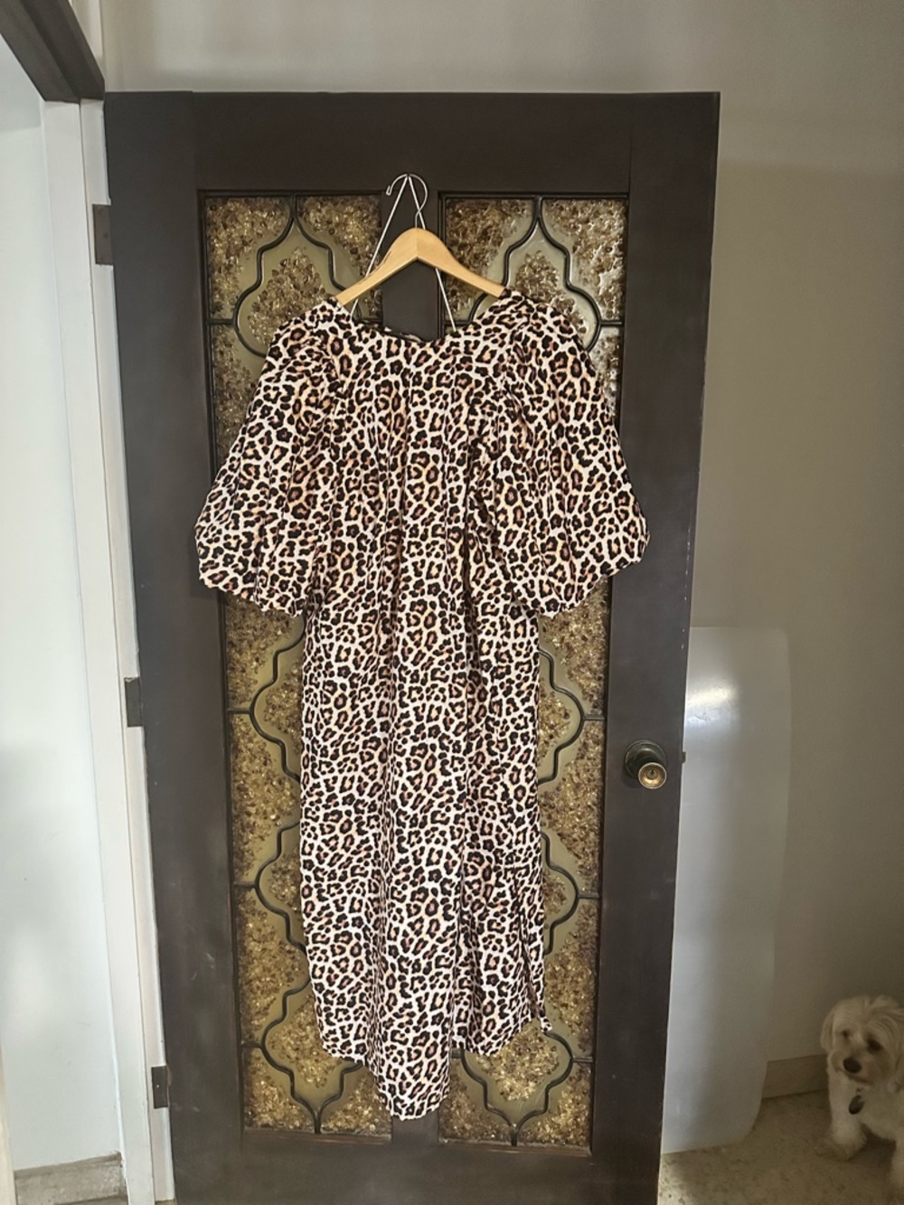 H&M Leopard Print Midi Dress in Beige and Black